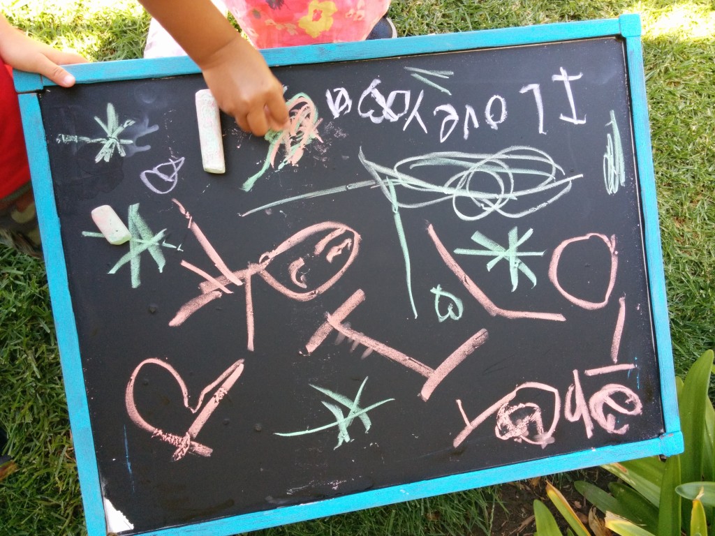 chalk board little hand