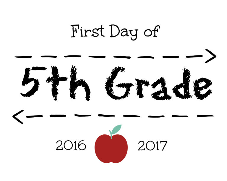 First Day of 5th Grade Sign