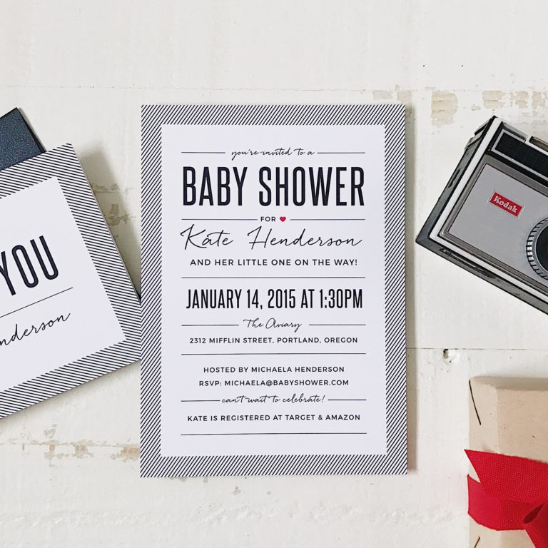 basic invite_gray baby shower invite 